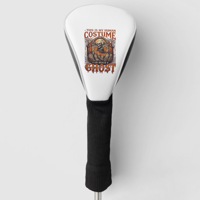 Human Costume Ghost Skeleton Graveyard Moon Hallow Golf Head Cover (Front)