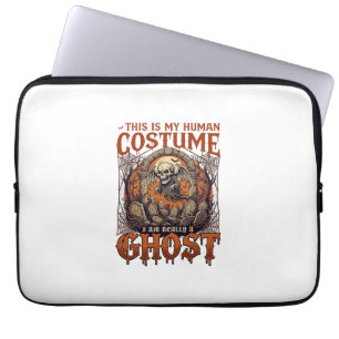 Human Costume Ghost Skeleton Graveyard Moon Hallow Laptop Sleeve