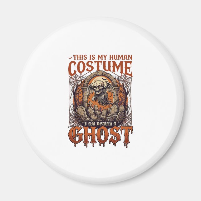 Human Costume Ghost Skeleton Graveyard Moon Hallow Magnet (Front)
