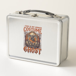 Human Costume Ghost Skeleton Graveyard Moon Hallow Metal Lunch Box