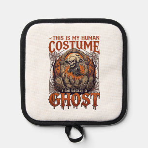 Human Costume Ghost Skeleton Graveyard Moon Hallow Pot Holder