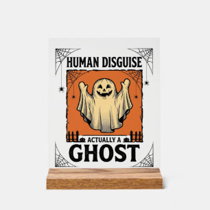 Human Costume Ghost Vintage Halloween Humor_1 Acrylic Sign