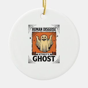 Human Costume Ghost Vintage Halloween Humor_1 Ceramic Tree Decoration