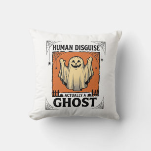 Human Costume Ghost Vintage Halloween Humor_1 Cushion