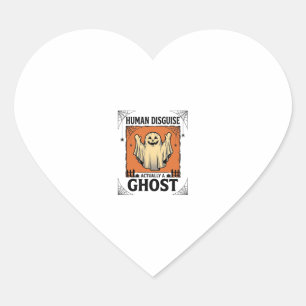 Human Costume Ghost Vintage Halloween Humor_1 Heart Sticker