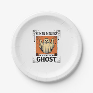 Human Costume Ghost Vintage Halloween Humor_1 Paper Plate