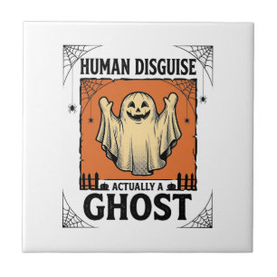 Human Costume Ghost Vintage Halloween Humor_1 Tile