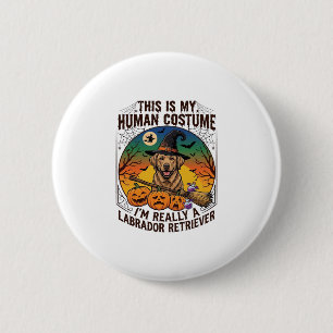 Human Costume Labrador Retriever Halloween Witch H 6 Cm Round Badge