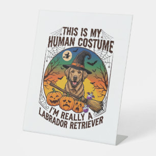 Human Costume Labrador Retriever Halloween Witch H Pedestal Sign