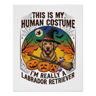 Human Costume Labrador Retriever Halloween Witch H Poster