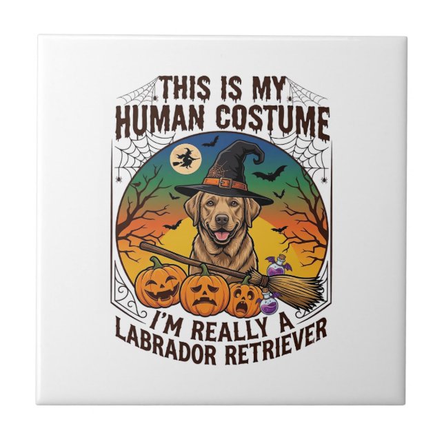 Human Costume Labrador Retriever Halloween Witch H Tile (Front)