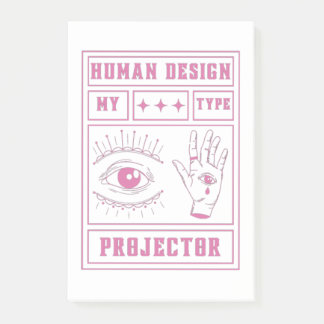 human design projector type pink post-it notes
