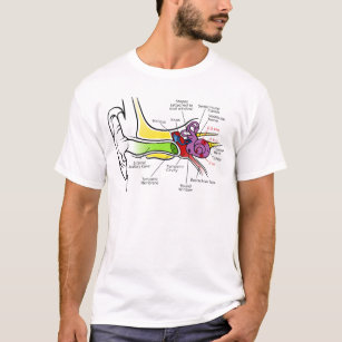 Human Ear Diagram with Cochlear Frequency Mapping T-Shirt