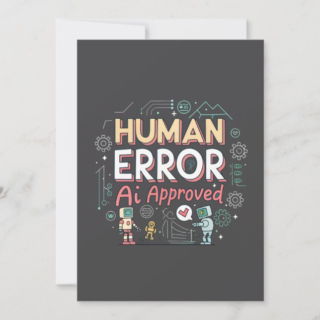 Human Error AI Approved Robot Art Holiday Card (Front)