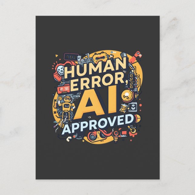 Human Error AI Approved Tech Illustration Postcard (Front)