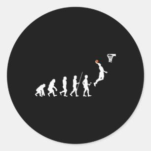Human Evolution Basketball Classic Round Sticker