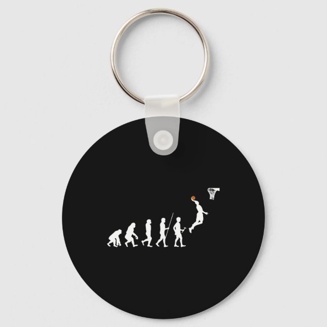 Human Evolution Basketball  Key Ring (Front)