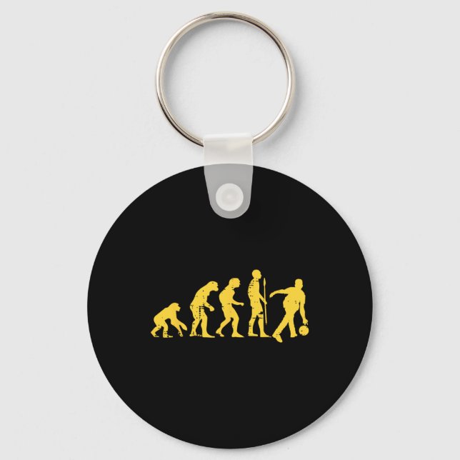 Human Evolution Bowling Funny Bowler Men Women Kid Key Ring (Front)