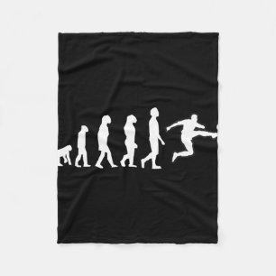 Human Evolution Ends With Soccer Player Kick Motio Fleece Blanket