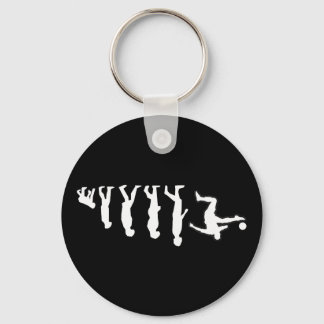 Human Evolution Ends With Soccer Player Kick Motio Key Ring