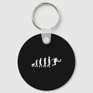 Human Evolution Ends With Soccer Player Kick Motio Key Ring
