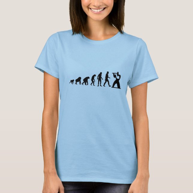 Human Evolution: Flute Modern T-Shirt (Front)