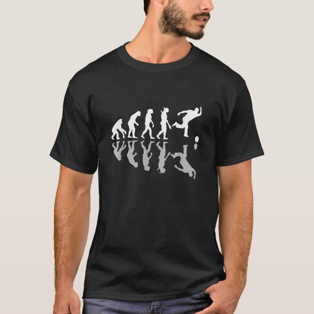 Human Evolution Funny Bowling Bowler Humour Pins S T-Shirt (Front)