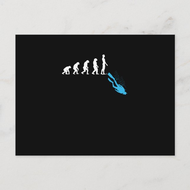 Human Evolution Funny Scuba Diving Diver Graphic Holiday Postcard (Front)