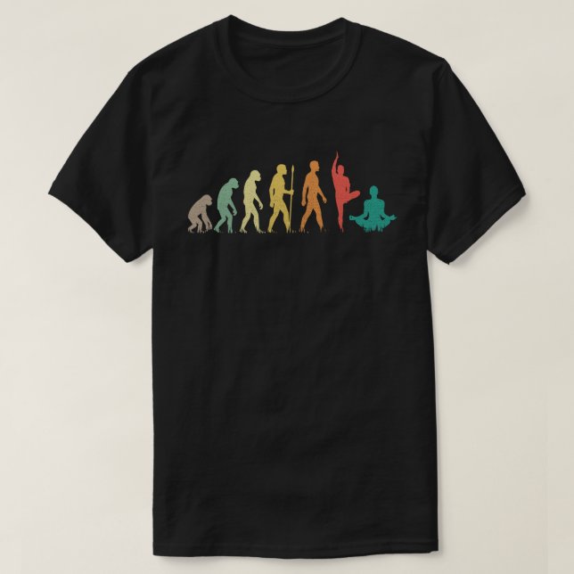 Human Evolution Meditation Yoga T-Shirt (Design Front)
