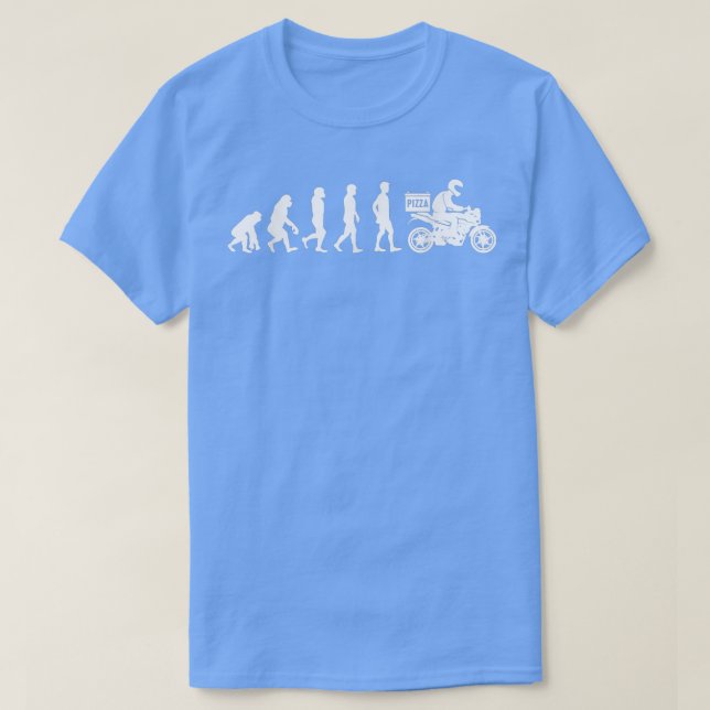 Human Evolution Pizza Delivery Guy Eating Pizza It T-Shirt (Design Front)