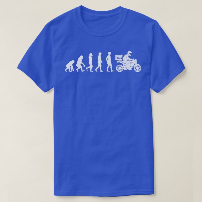 Human Evolution Pizza Delivery Guy Eating Pizza It T-Shirt (Design Front)