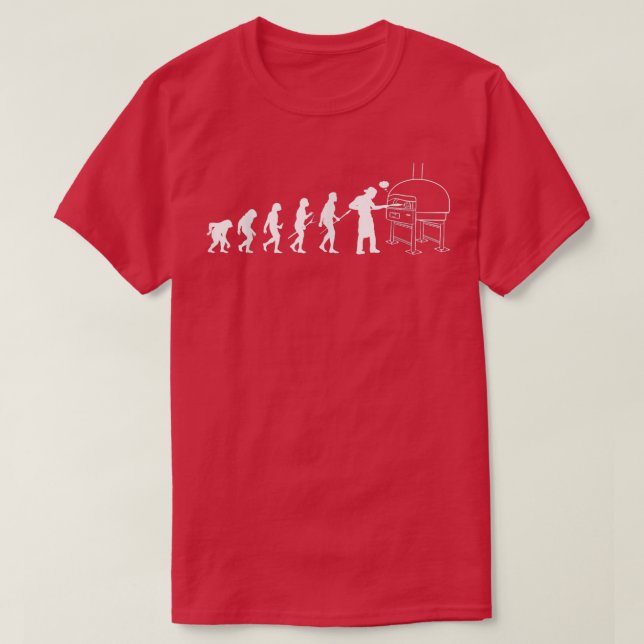 Human Evolution Pizza Delivery Guy Eating Pizza It T-Shirt (Design Front)