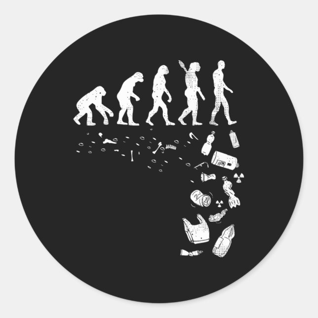 Human Evolution Pollution Cool Earth Day Lover Gif Classic Round Sticker (Front)