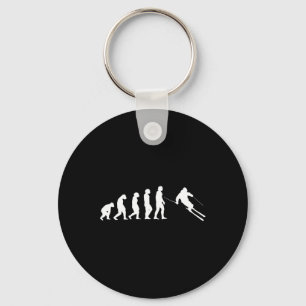 Human Evolution Skiing Snowboarding Key Ring