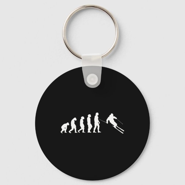 Human Evolution Skiing Snowboarding  Key Ring (Front)