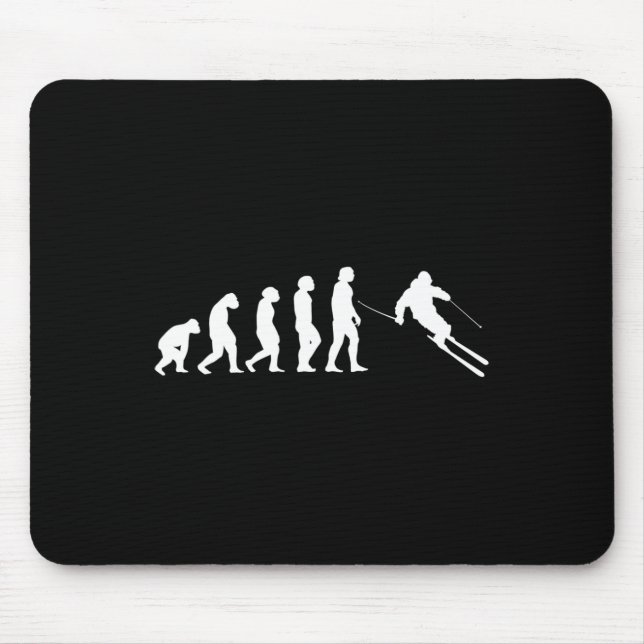 Human Evolution Skiing Snowboarding  Mouse Mat (Front)