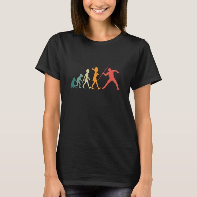 Human Evolution Track and Field Javelin Thrower Re T-Shirt (Front)