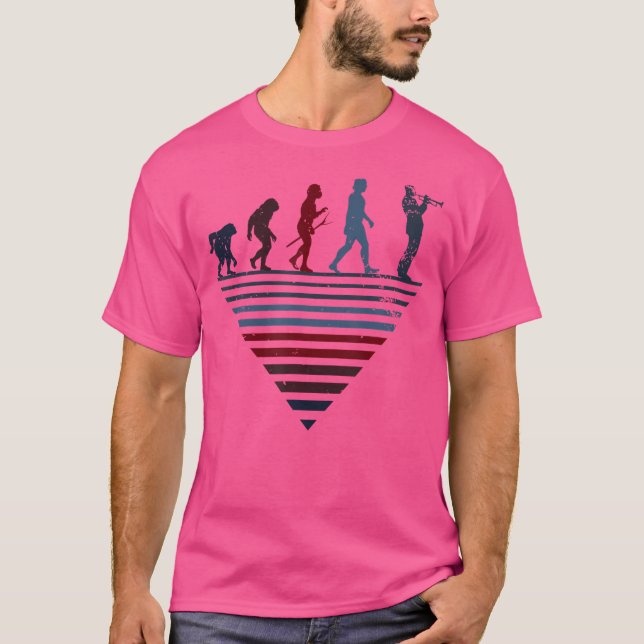 Human Evolution - Trumpeter Vintage Trumpet T-Shirt (Front)