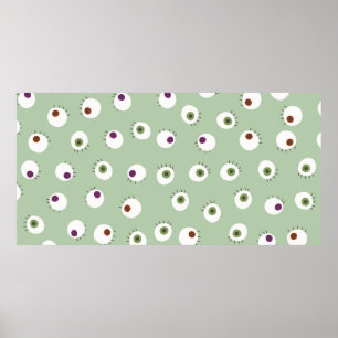 Human eyes Halloween seamless hand drawn cartoon s Poster