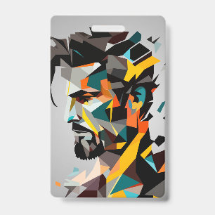 Human face in abstract style ID badge