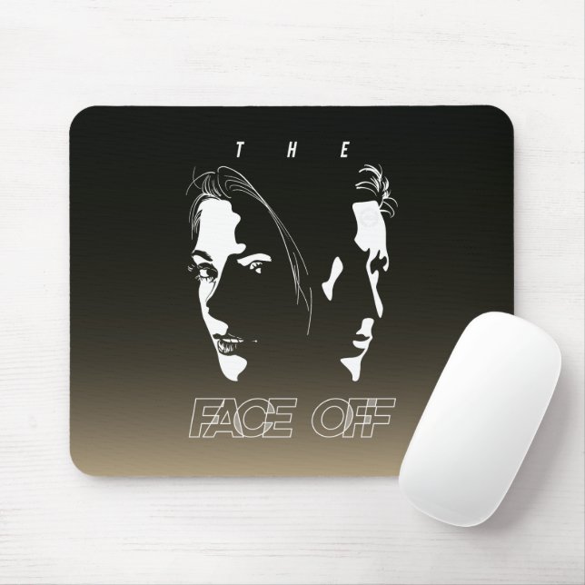 Human Face-off Silhouette Art | Mouse Mat (With Mouse)