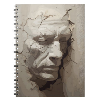 Human Face Protruding From The Old Plaster Notebook