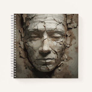Human Face Protruding From The Old Plaster  Notebook