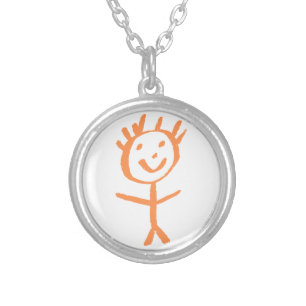 human figurine silver plated necklace