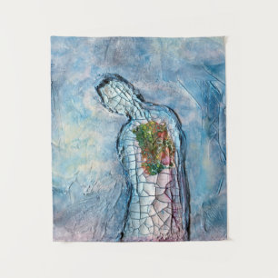 Human Form Heart Surreal Art Tapestry