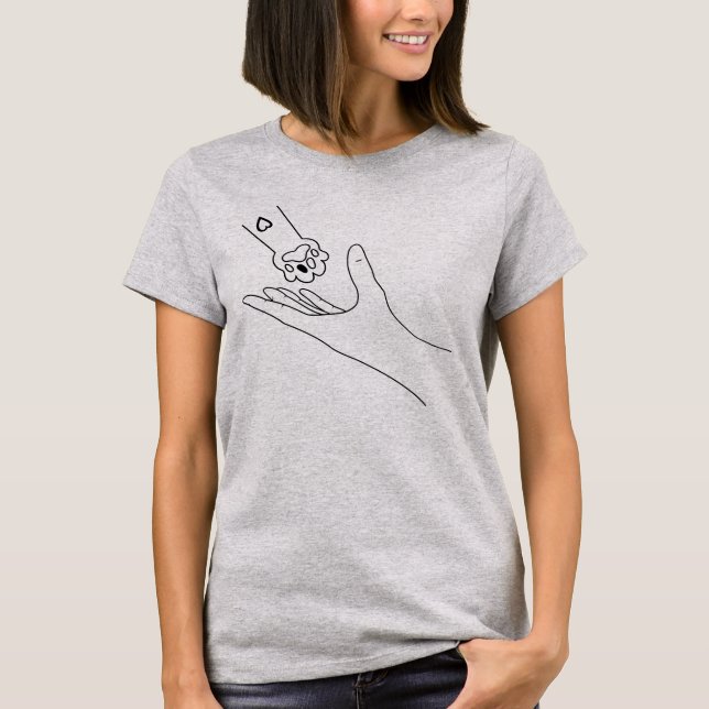Human Hand and Paw T-Shirt (Front)
