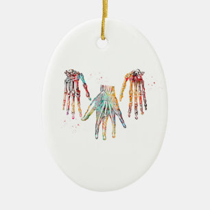 Human hand ceramic tree decoration