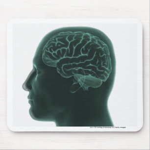 Human head in profile showing the brain mouse mat