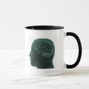 Human head in profile showing the brain mug