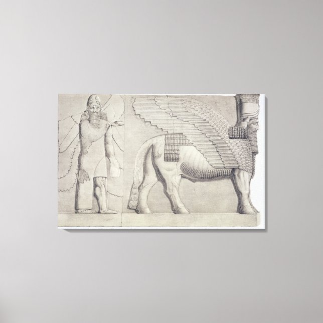 Human-headed Bull and winged figure from a gateway Canvas Print (Front)